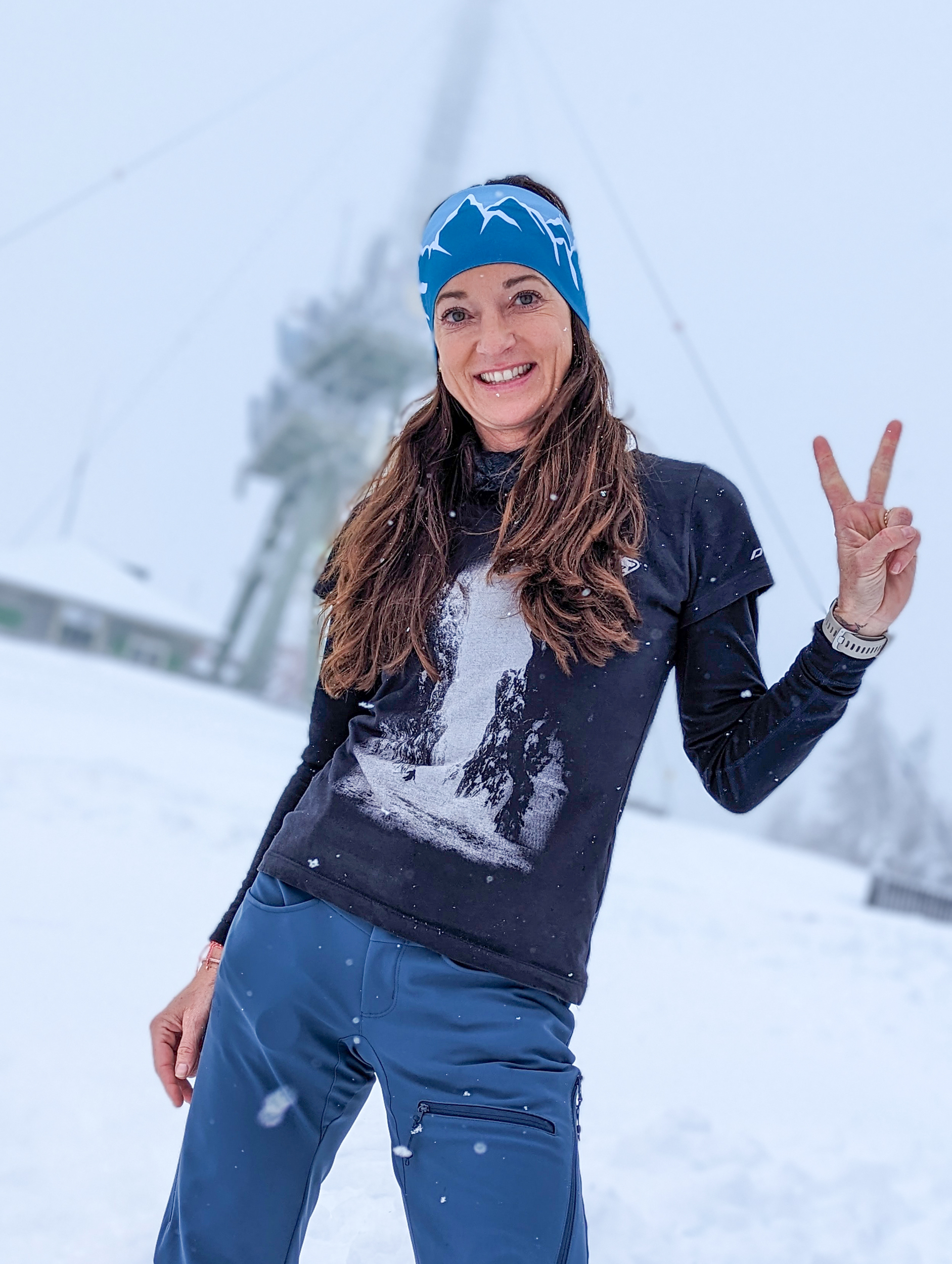 Berg-Stirnband Eis Blau